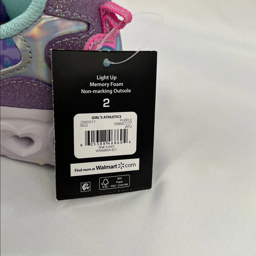 Athletic Works - Girl’s Light Up shoes - Size 2 - Pink Purple Leopard - NWT - Picture 5 of 11